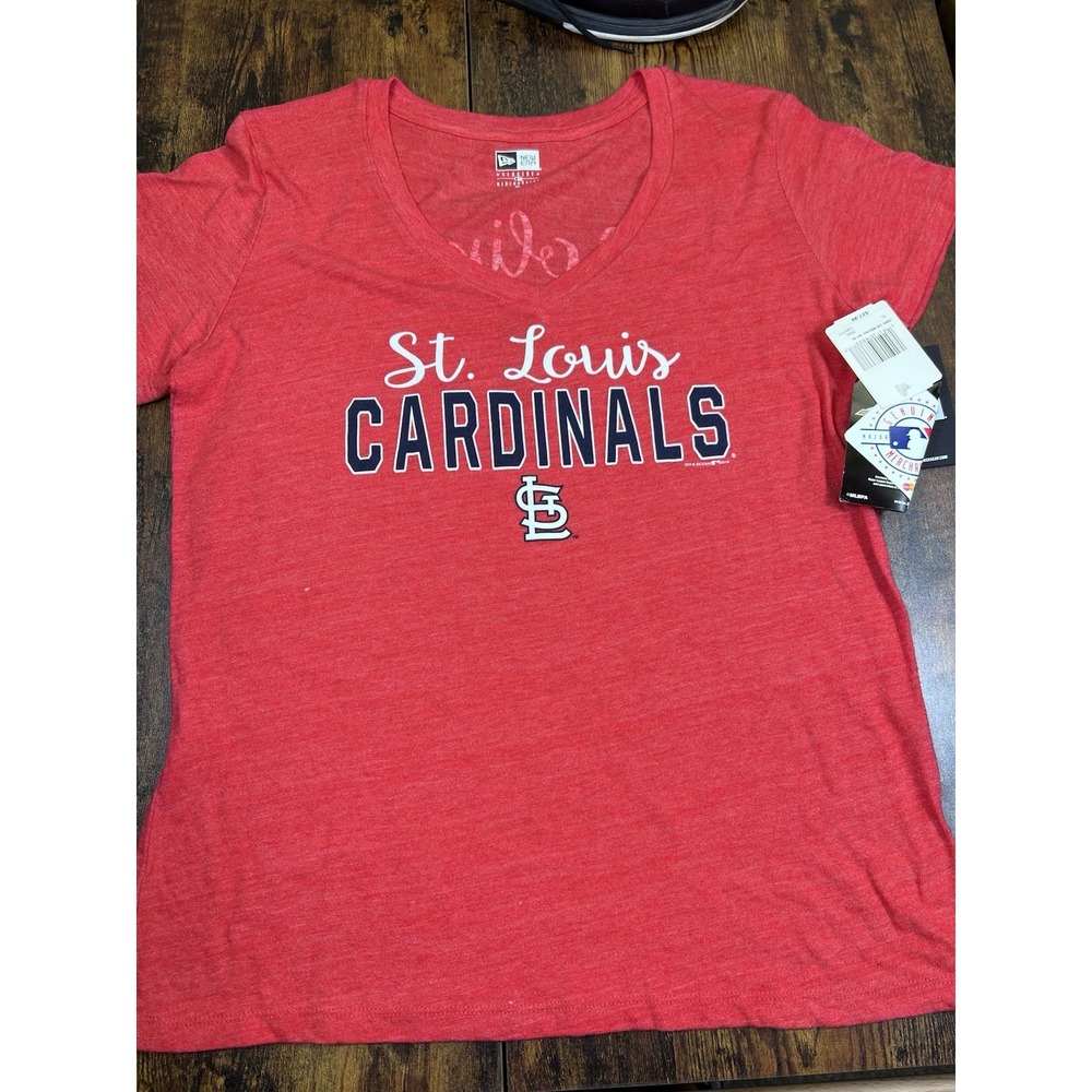 St Louis Cardinals New Era Molina MLB V-NECK T-SHIRT WOMENS Size XL NWT